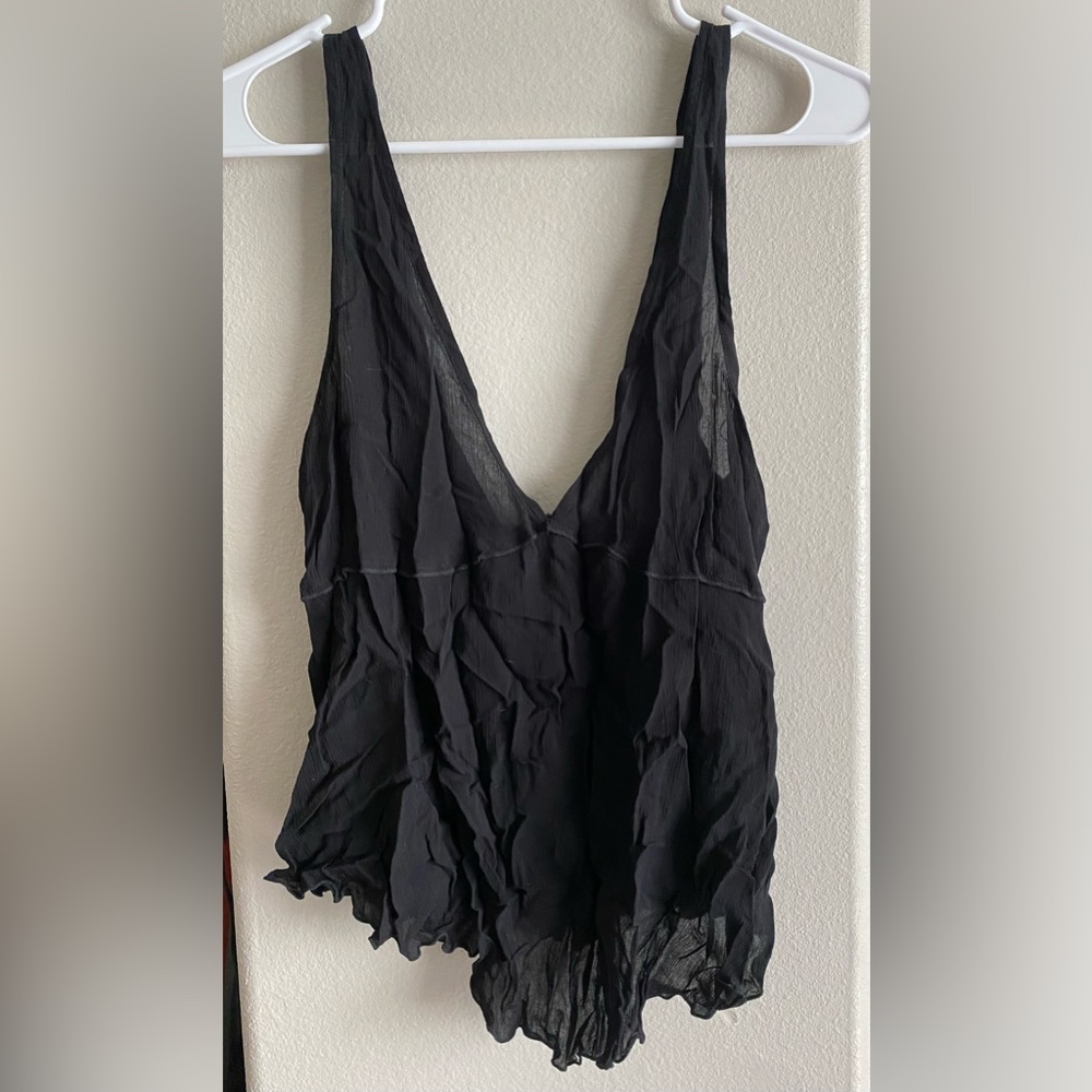 Free People Black Flowy Top